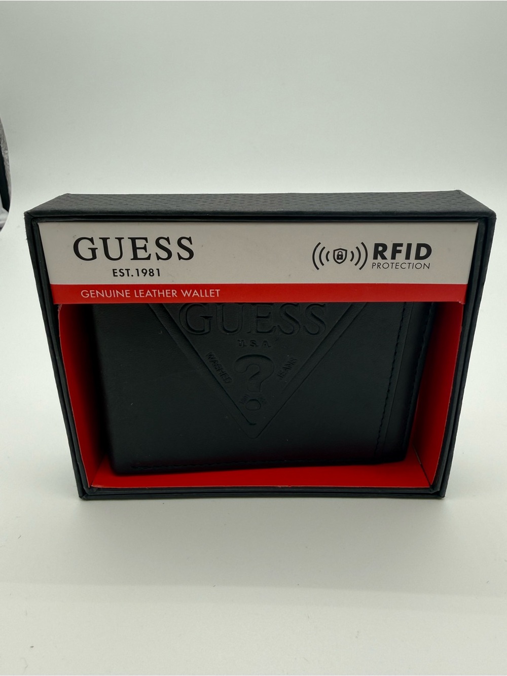 GUESS Black Genuine Leather RFID Card & Key Holder